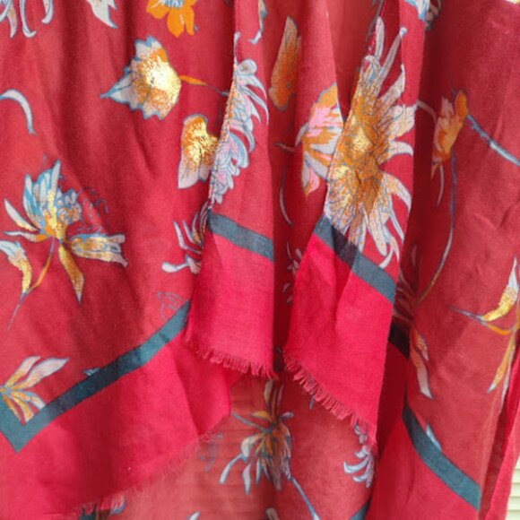 WOVEN HEART Floral Semi Sheer Open Front Long Kimono Beach Swim Coverup Boho OS - Picture 7 of 11